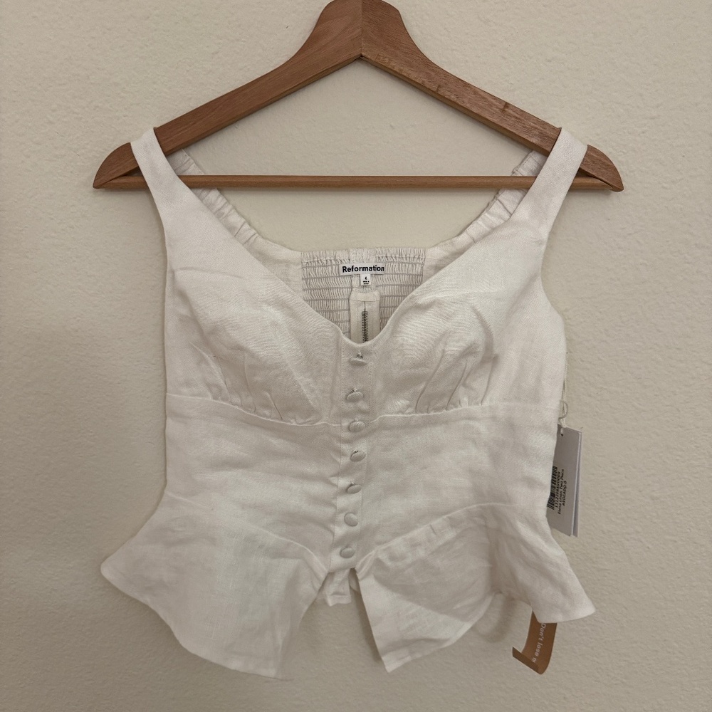 Reformation White Button Down Blouse size 4